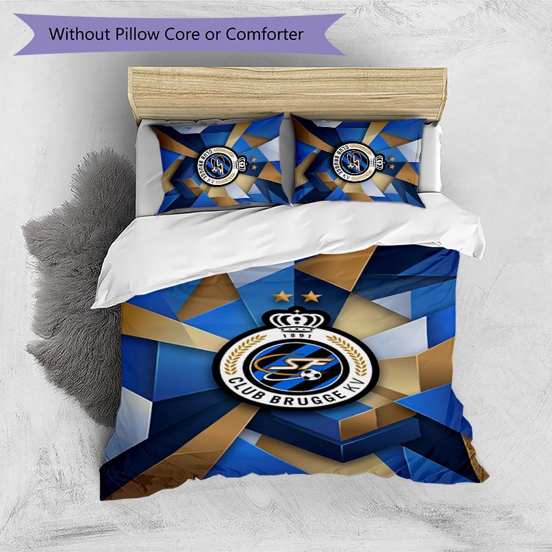 Set Biancheria da Letto 3 Pezzi Stampato FC Club Brugge Traspirante Copripiumino con Federe Biancheria da Letto Decorativa per Camera da Letto Casa