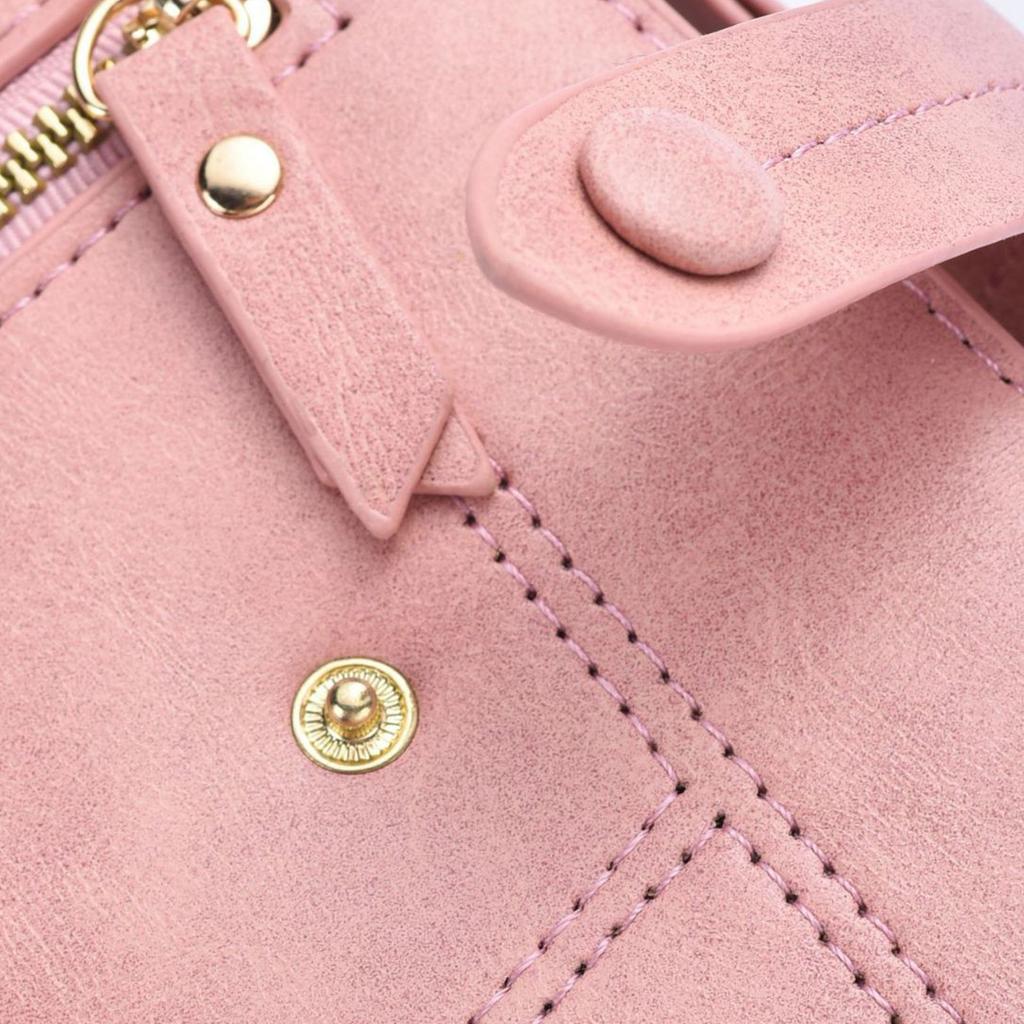 Women Wallet PU Leather Short Small Size Multiple Slots Card Holder Coin Purse for Daily Life Pink