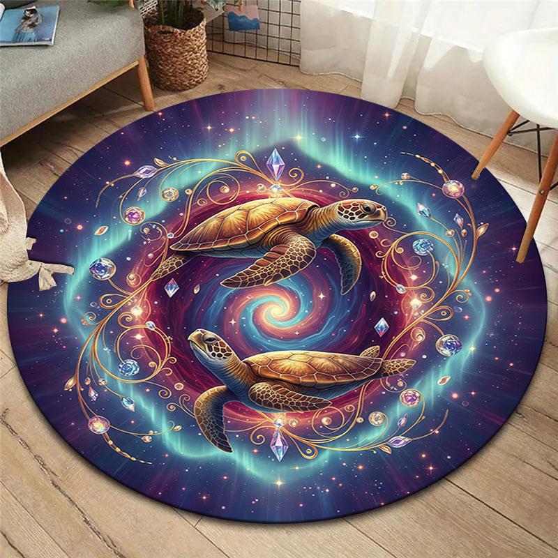 Star Animals Round Area Rug,Carpet Rug for Living Room Bedroom Sofa Playroom Decor,Non-slip Floor Mat