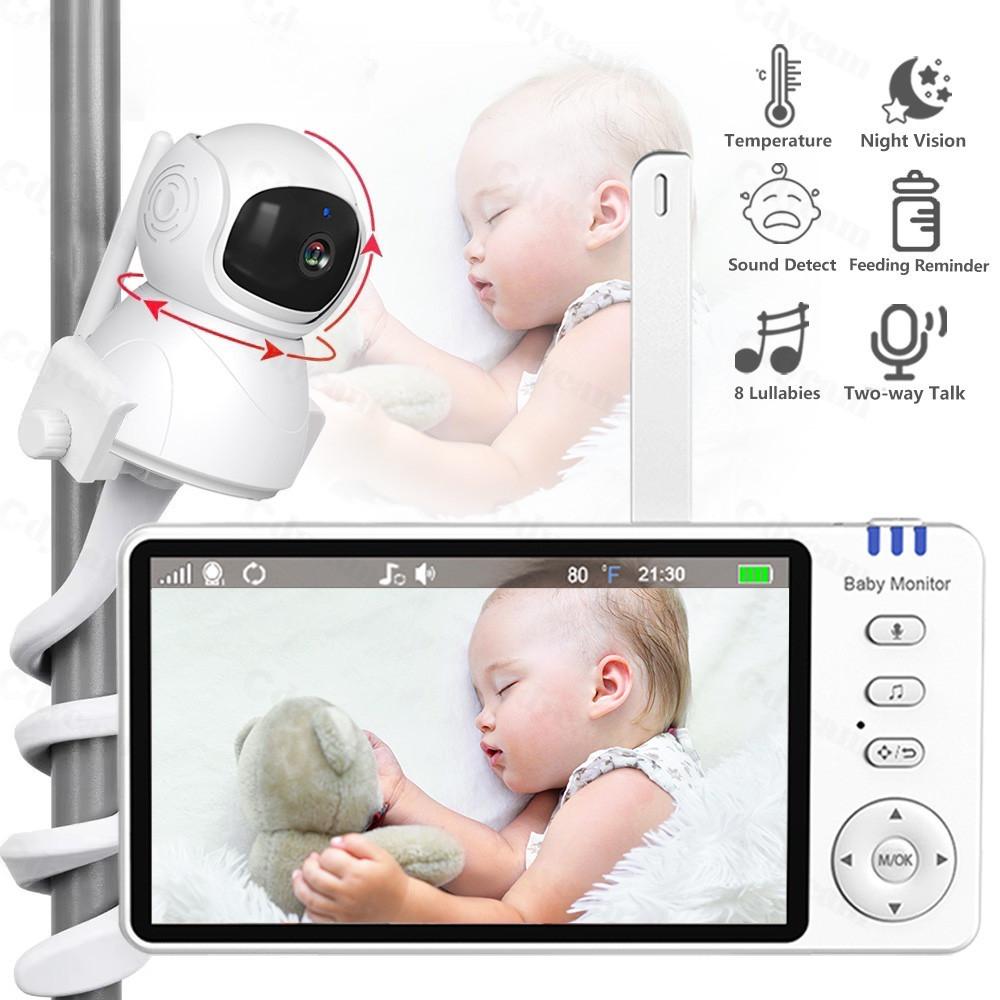 5 Inch HD Baby Monitor With Camera Two-Way Audio Electronic Babysitter Night Vision Nanny Video IPS Screen Baby Monitor