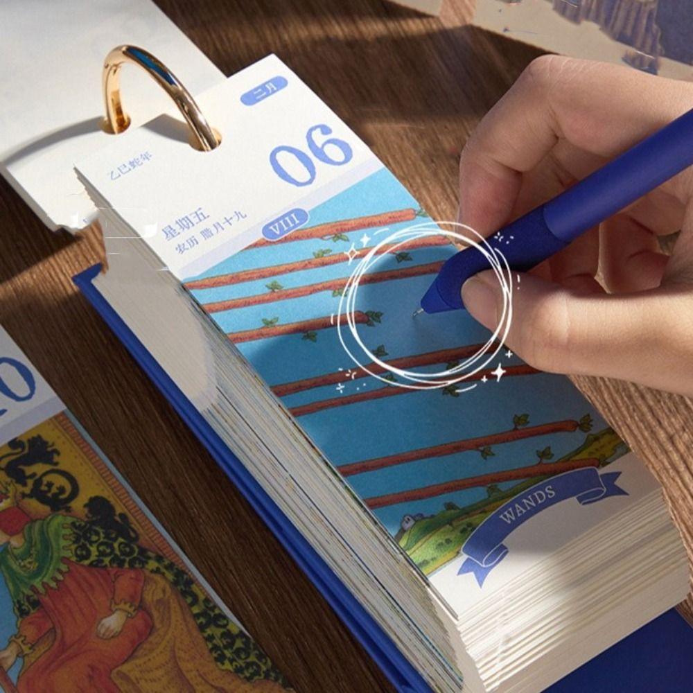 Gold Ring Binding 2026 Card Calendar Vintage Oil Painting Daily Planner New Year Theme