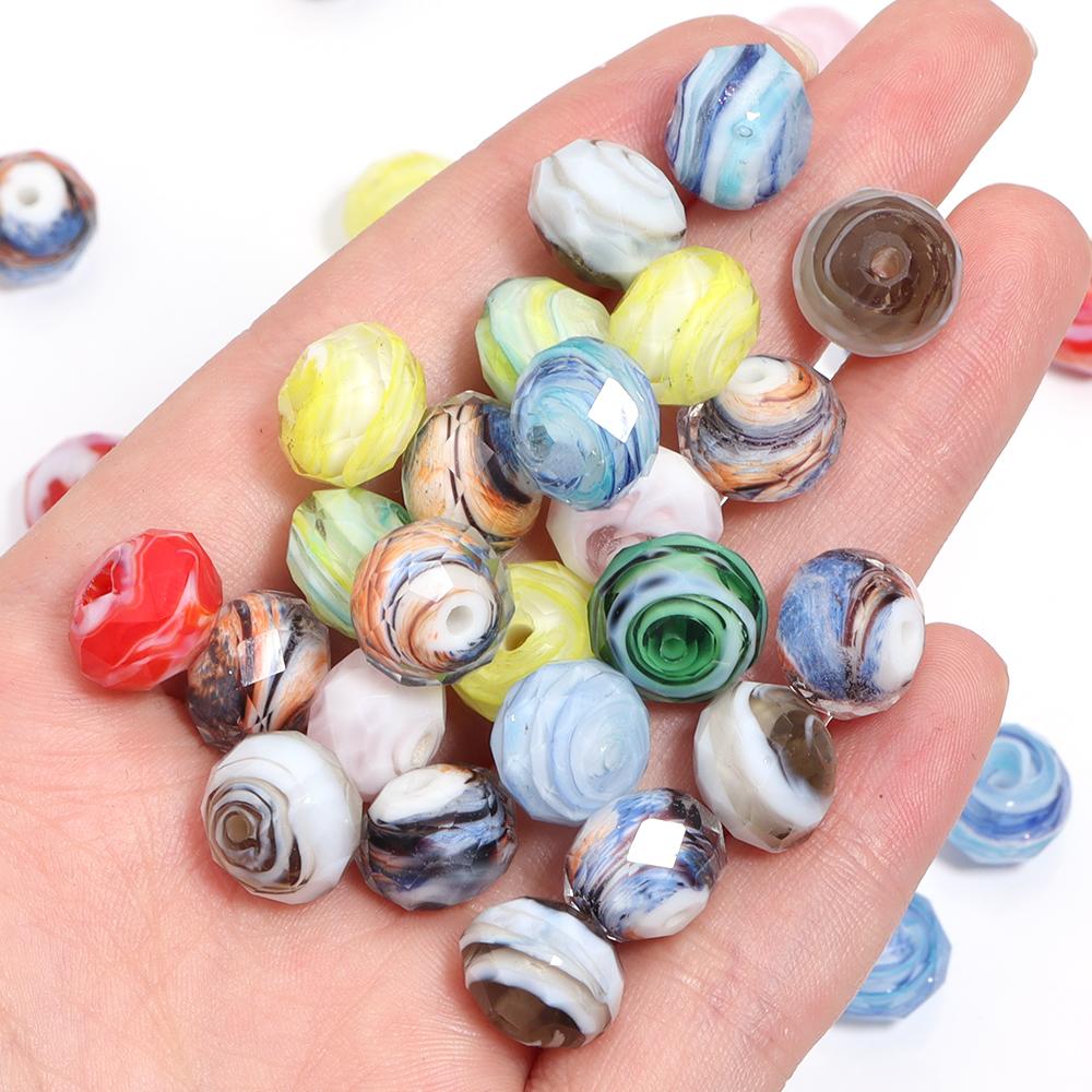 10pcs/lot Color Lampwork Abacus Beads Faceted Spacer Glass Bead for Beaded Jewelry Making Findings DIY Charms Bracelet Necklace
