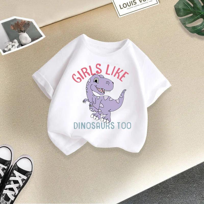 Children T-shirtDinosaur Printed Kids 100% Cotton Clothes Tshirt Tops Tee Boys Girls Short-sleeved T Shirt 2-13Y