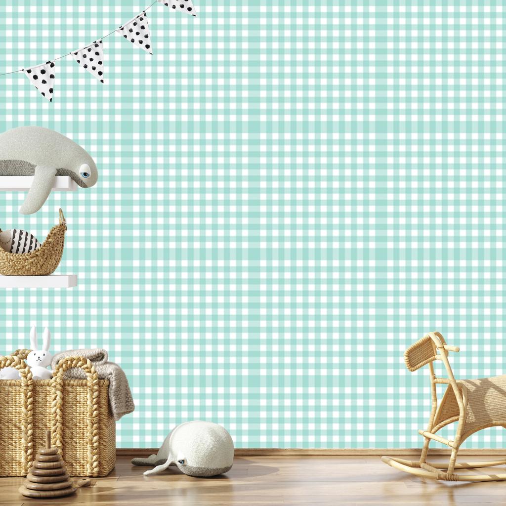 Wallpaper Fabric Pattern Mint and White, Mint Background 50x1000