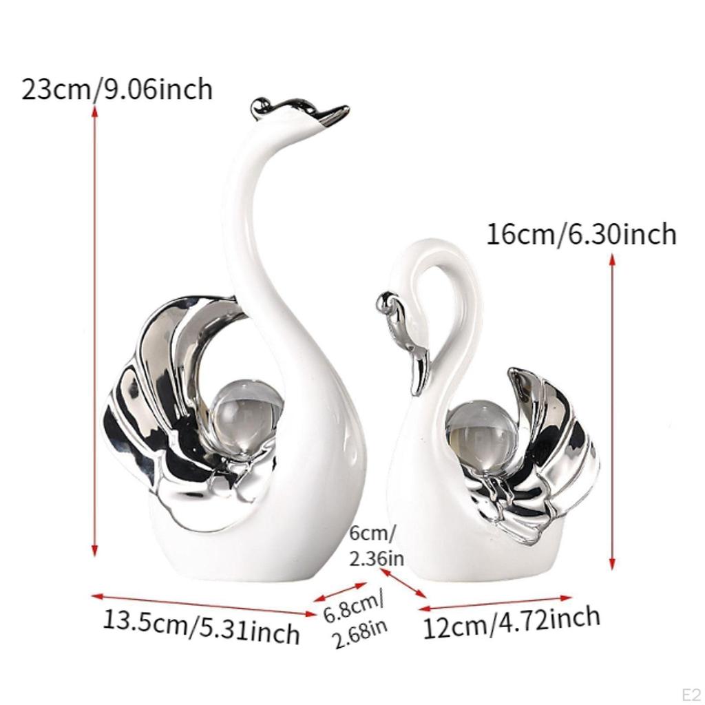 2 Stück Schwanenstatuen Tierstatue Dekoration Zubehör Skulptur Souvenir Geschenk für Tisch