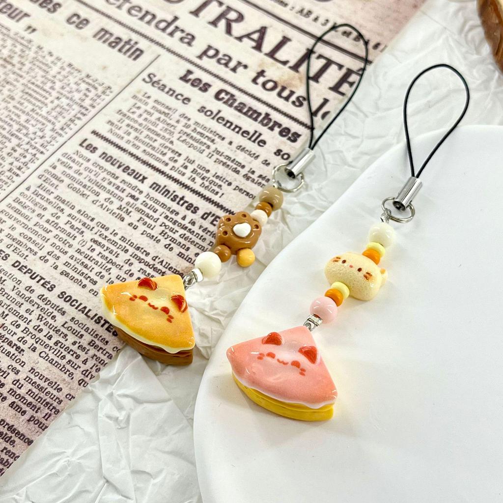 3D Cat Cake Phone Charm Resin Keychain Pendant