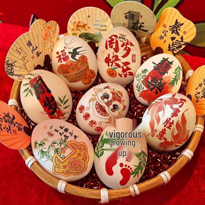 Baby's First Birthday Red Egg Tattoo Stickers for Milestone Celebrations