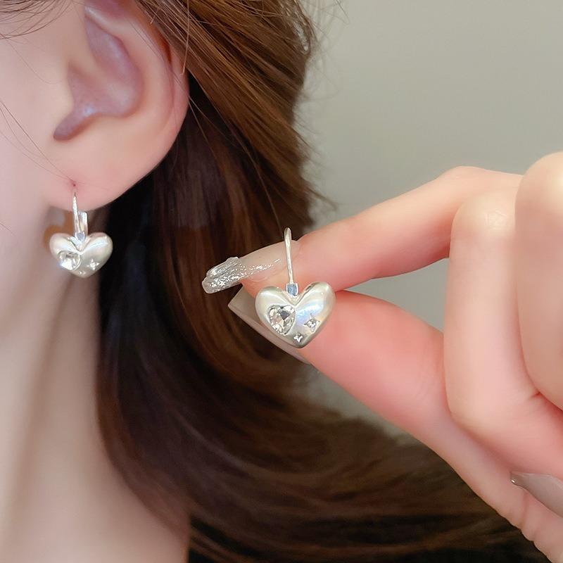 Silver needle super flash zircon pearl geometric round flower earrings simple personality stud earrings niche design earrings women