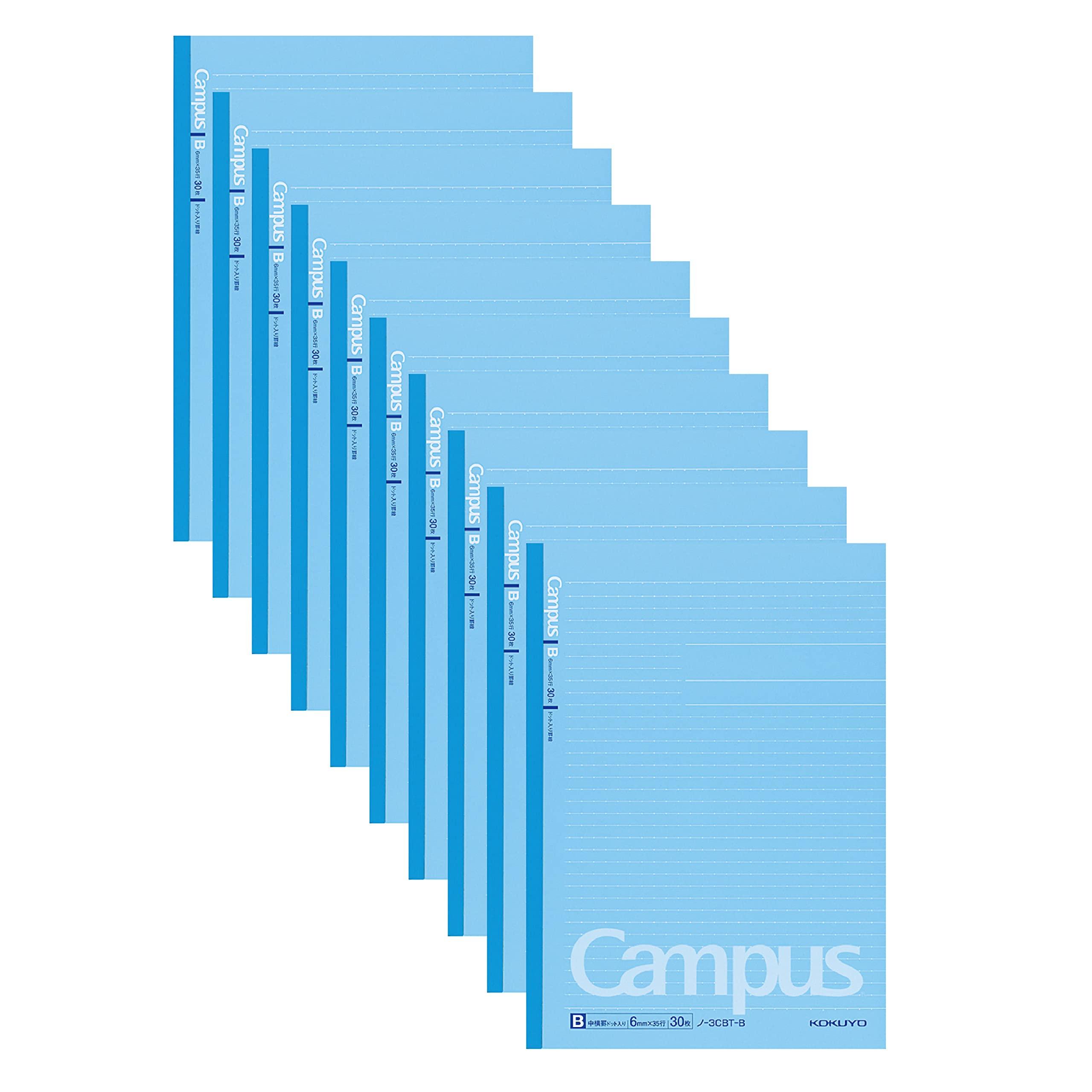 KOKUYO Campus B5 ruled with 30 Notebook, size, dots, blue, sheets, 10-pack (Model No. 3CBT-BX10)
