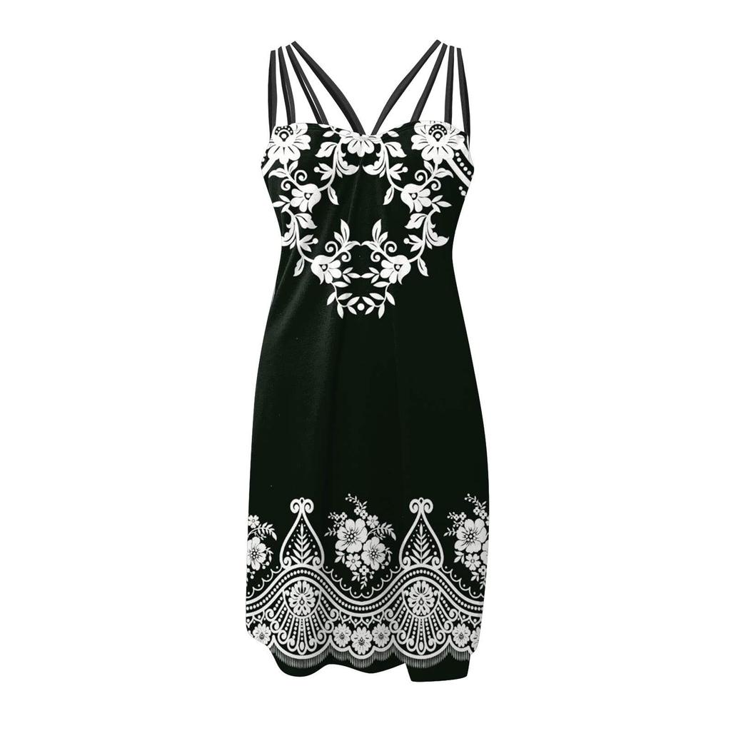 Abito elegante da donna a vita media con stampa floreale alla moda casual e spalle scoperte