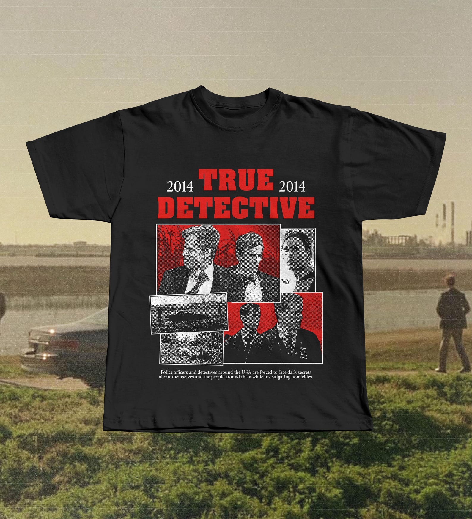 True Detective Graphic Tee, Rust Cohle Marty Hart T-Shirt, Vintage Crime Drama Tee 2XL
