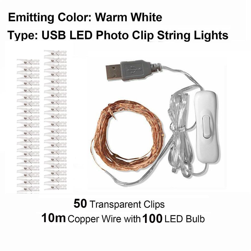 Zdjęcie Klip LED String Z Klipami Do Wiszącego Obrazu Wedding Party Decor 2/5 / 10M