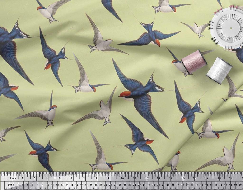 Soimoi Černá japonská krepová saténová tkanina létající datel pták tištěná řemeslná tkanina v metrech 42 palců