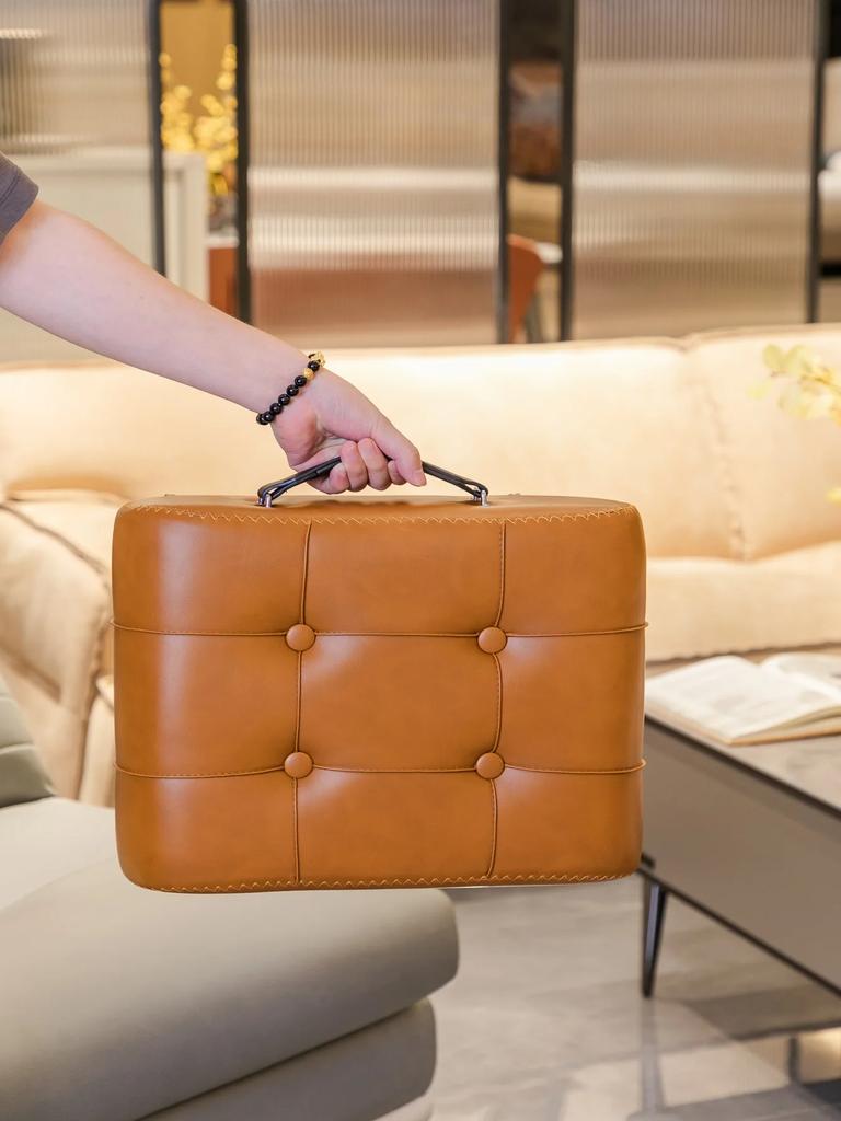 Modischer Schuhwechselhocker Flurhocker Leder Sofahocker Leder Amerikanisch Leichter Luxus Italienische Schuhe Endstück