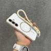 S2 Ultra AG Plating Lanyard Case For Samsung Galaxy S23 Ultra S2 S24 Plus Wireless Charge Wrist Strap Cover
