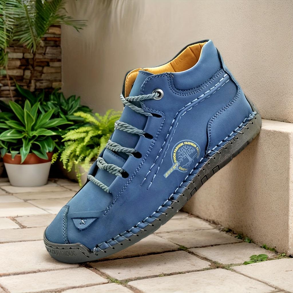 Retro Boots - Light Blue Brown Vintage Lace-Up Ankle Boots with Faux Cover Upper Rubber Sole Cushioned Insole for Casual All-Season Wear 38 2566₽