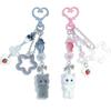 Cute Pink Keychain,Fuzzy Cat Keychain Aesthetic Keyring Stylish Keychains Accessories For Women Girls