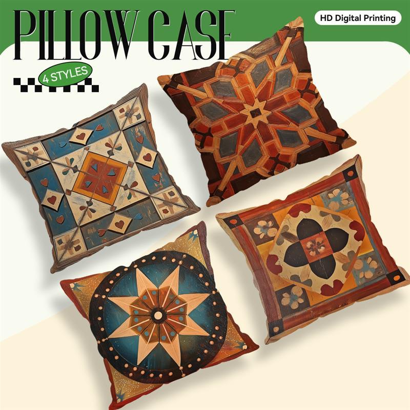 Retro Moroccan Style Cushion Pillowcase Printed Polyester 45X45Cm Throw Pillowcover Decorative Sofa Cushion Pillowslip Decor