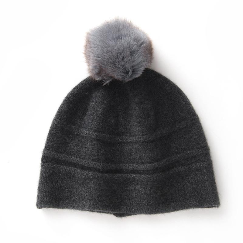 Soft Cashmere Autumn and Winter New Style Women's Fashion Casual Ear Protection Ball Ball Pile Hat Fashionable Knitted Hat
