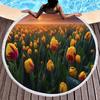 Round Beach Towel Flower Tulip Microfiber Beach Towels Quick Dry Super Absorbent Pool Towels Sand Free Beach Blanket for Pool