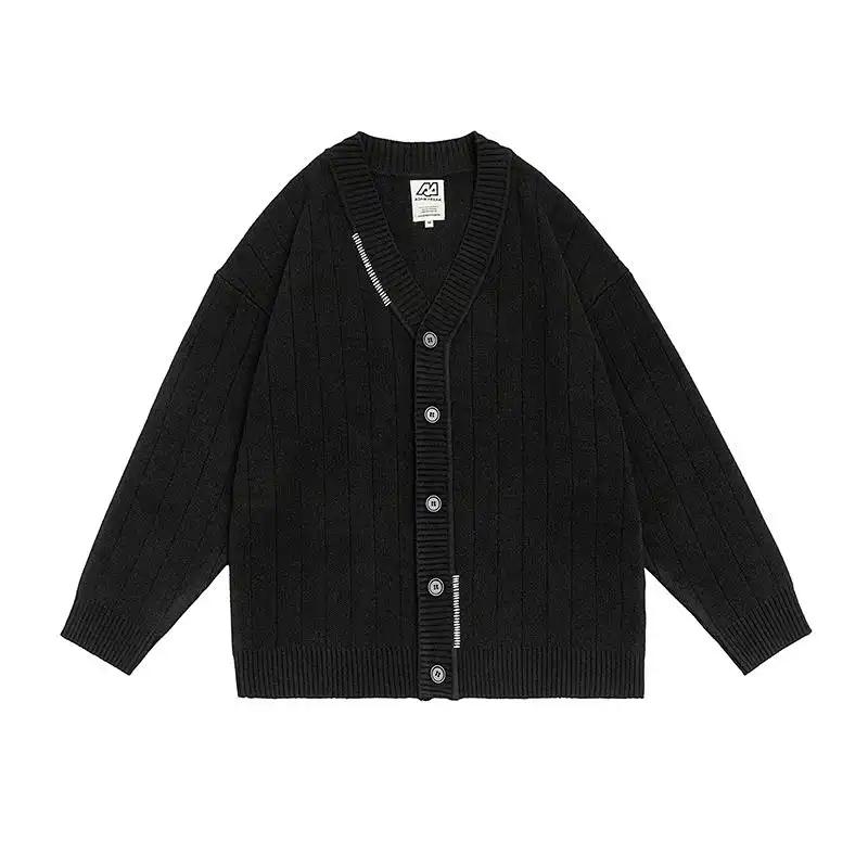 Японский стиль Осень Зима Новинка Унисекс Ленивый стиль Полосатый кардиган свитер Мужской Женский Свободный Академический Ретро Вязаное пальто L