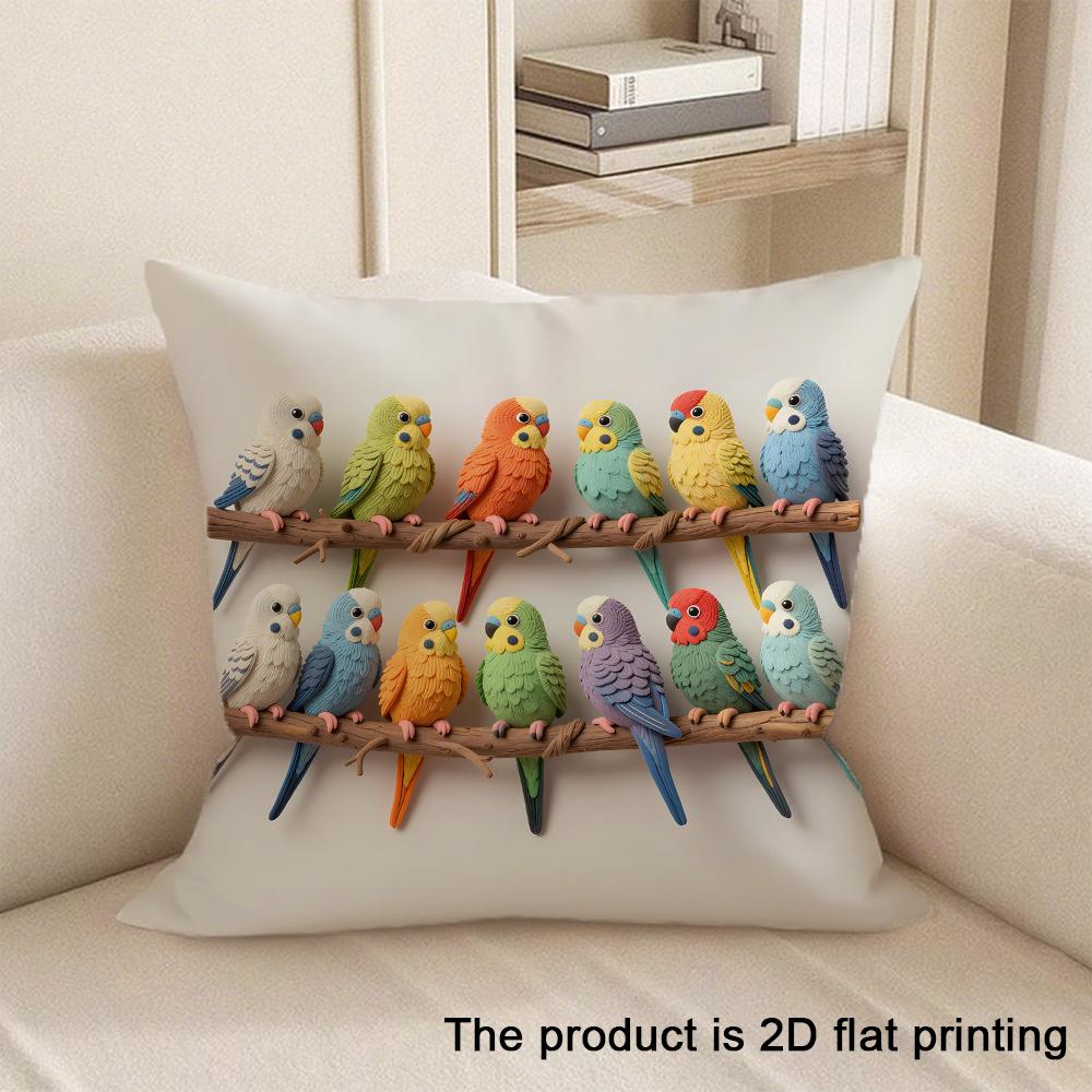 1pc 2D Flat Printed Animal Patterned Pillowcases Sofa Cushion Cover Home Bedroom Room Decoration