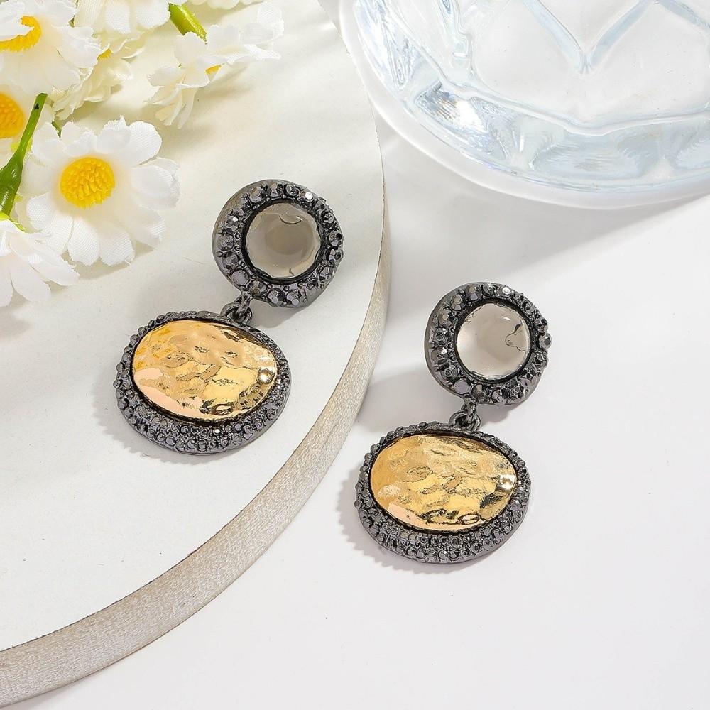 Vintage Trend Dangle Earrings Round Pendant Rhinestone Earrings Fashion Vintage Earrings for Women