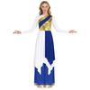 Dames Lyrische Dans Kostuum Set S-XXL: Jurk met Lange Mouwen, Metallic Contrastkleur, Onregelmatige Zoom & Wijde Broek voor Kerkdienst, Dans