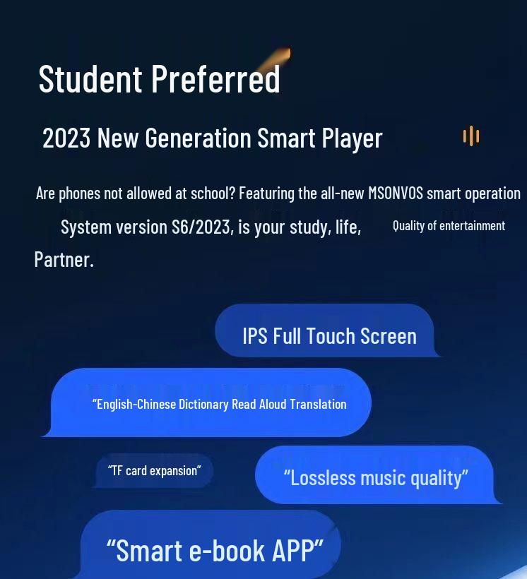 Touchscreen MP4/MP3 Player with Bluetooth, English Interface, MP5 Student Version for Reading Novels.