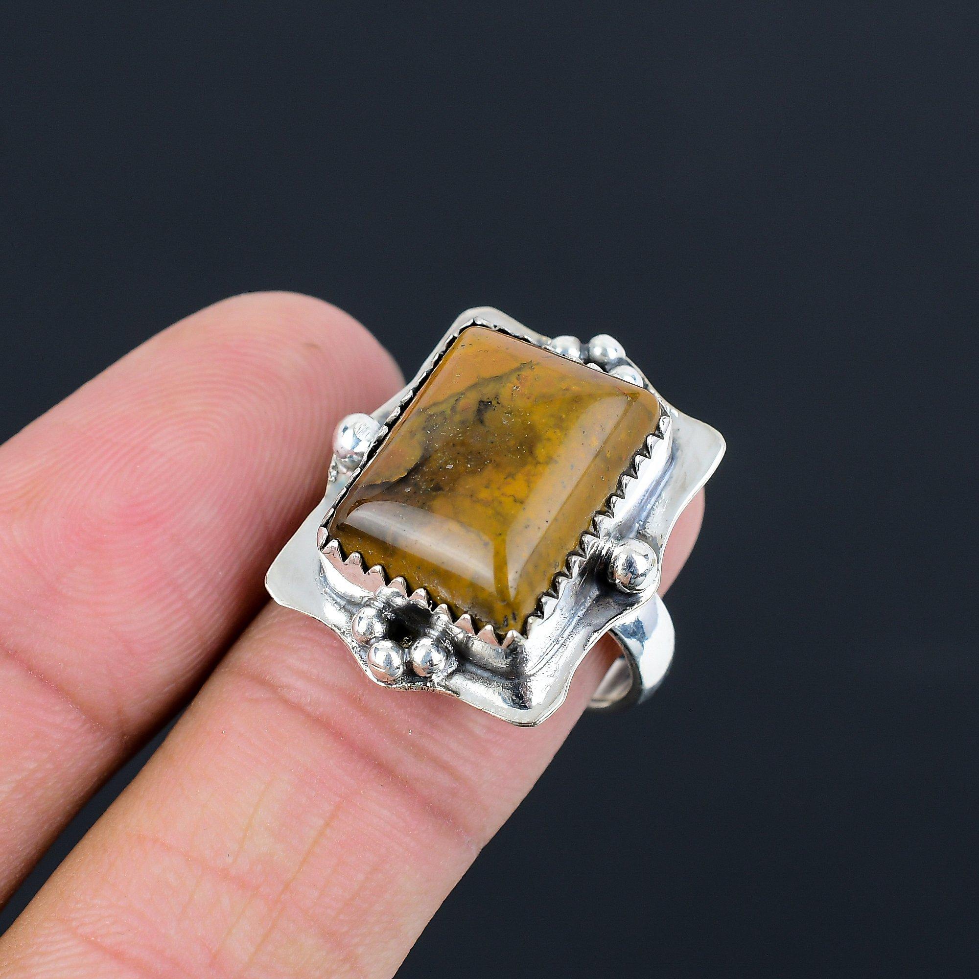 Daughters Day Deal 925 Silver Natural Moroccan Seam Agate Multi Stone Ring US 8 8