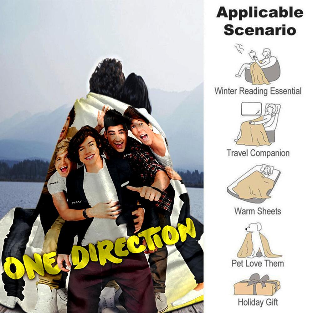 One Direction Poses Flannel Blanket Super Soft Warm Cozy Blanket For Sofa Bed Office Travel Allseason Home Decor Gift