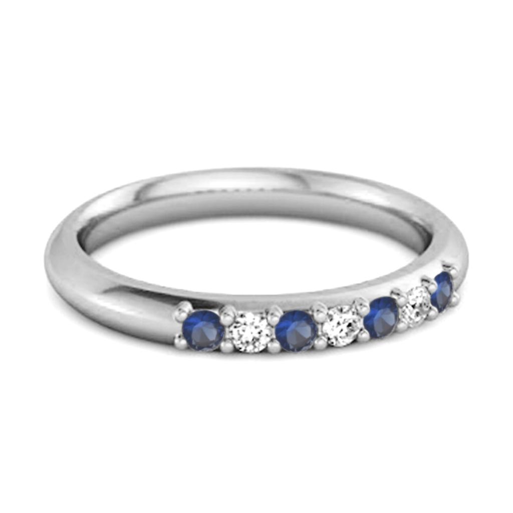 Blue Sapphire Eternity Stackable Ring - 925  Sterling Silver