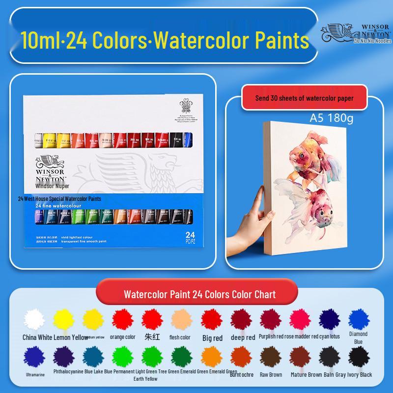 Winsor & Newton 24-kleuren aquarelverfset, 10 ml - Ideaal voor kinderen & studenten