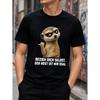 Men's Funny Meerkat Graphic T-Shirt With German Slogan, Short Sleeve Crew Neck Tee For Casual Daily Wear, Soft Cotton Feel Top