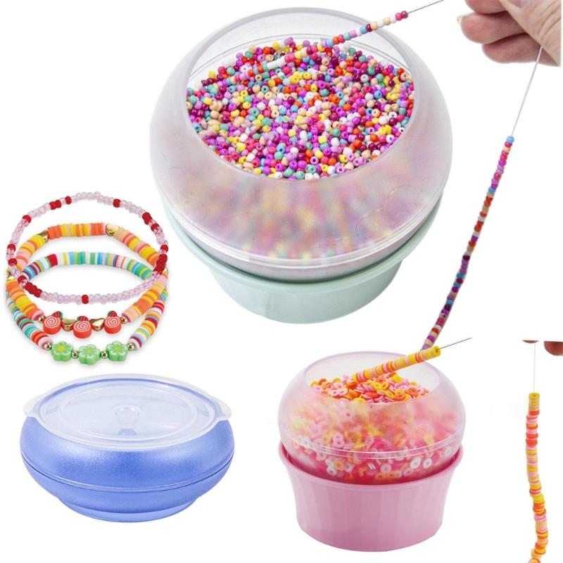 Kits de Girador de Contas de Argila com Passador, Fio, Tigela de Contas Pequena Grande, para Fazer Pulseiras, Colares, Correntes de Cintura