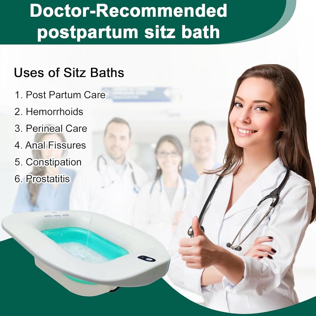 Electric Sitz Bath for Toilet Seat Hemorrhoids Sitz Bath Postpartum Care Tub,Sitz Baths Salts Bowl,Foldable Flusher Bath Basin,Collapsible Sits Bath