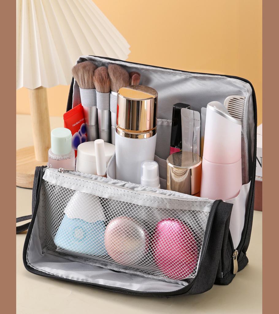 Travel Portable Large Capacity Double Opening Cosmetic Bag Women's Toiletry Storage Bag Multi Layer Stationery Bag 2025 New