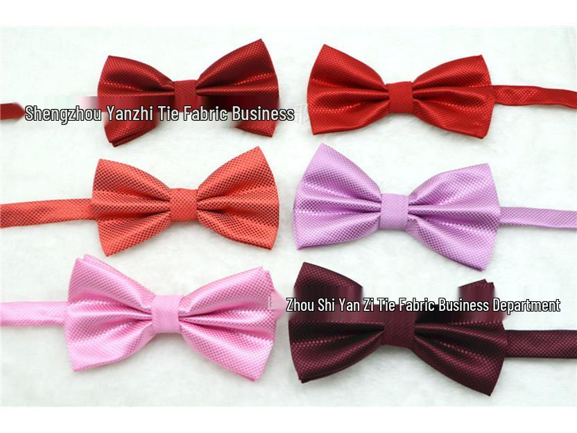 Korean Style Double Layered Solid Color Bow Tie for Men's and Women's Formal or Wedding Wear