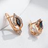 Wbmqda 585 Rose Gold Color Vintage Black Natural Zircon Drop Earrings For Women Luxury Ethnic Wedding Jewelry Accessories