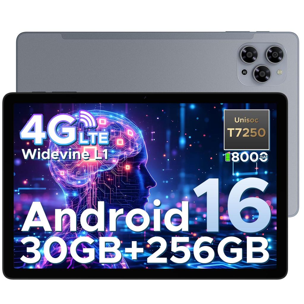 Doogee TAB G6 Tablet 11 Zoll Android 16 Tablets, 30 GB + 256 GB / 2 TB, 8000 mAh & T7250 Octa Core, 4G LTE + 2 Lautsprecher