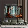 1 piece of 2D background fabric polyester banner of night moon and eerie pumpkin lanterns durable materialzyc