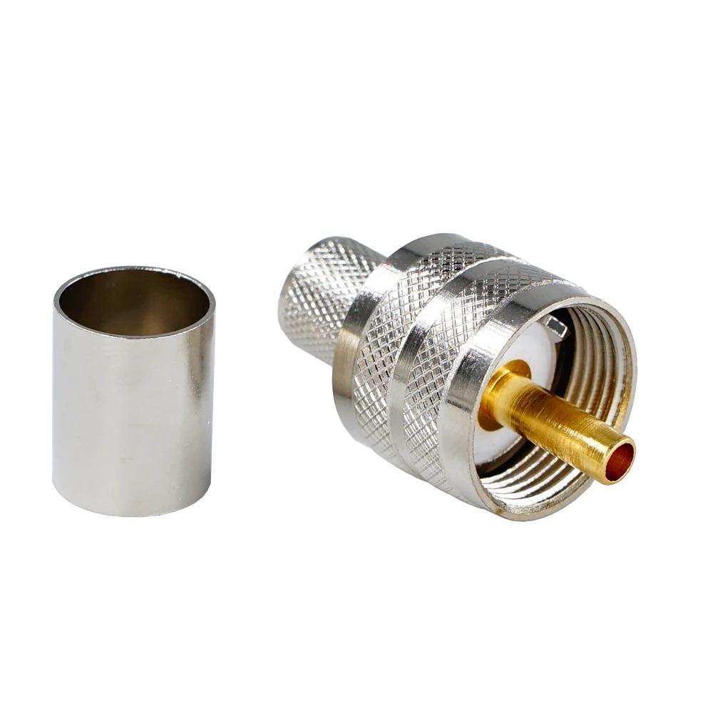 50 stk. PL259 UHF hannplugg RF koaksialkontakt krympe for RG8 LMR400 RG213 RG165 RG214 RG393 pigtail-kabel