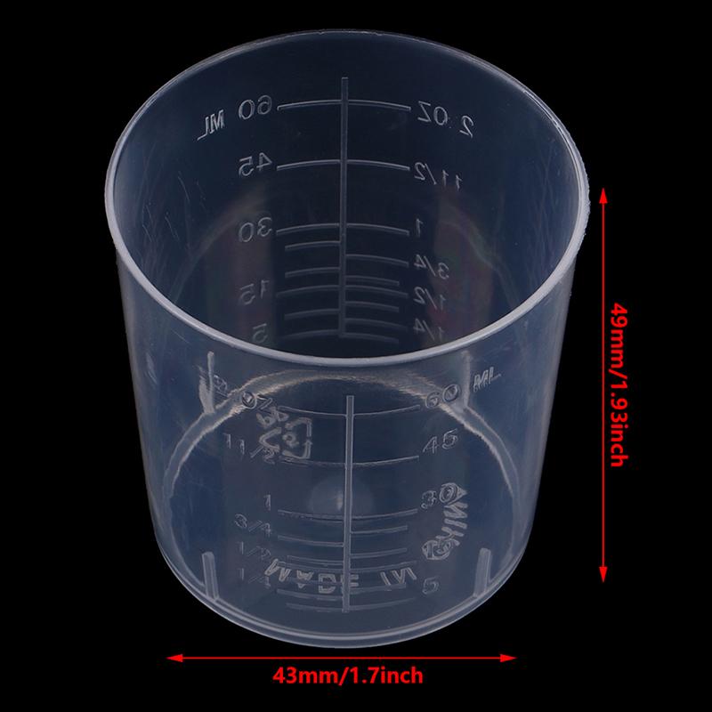 10Pcs 60Ml Laboratory Plastic Graduated Measuring Cup Clear Scale Show