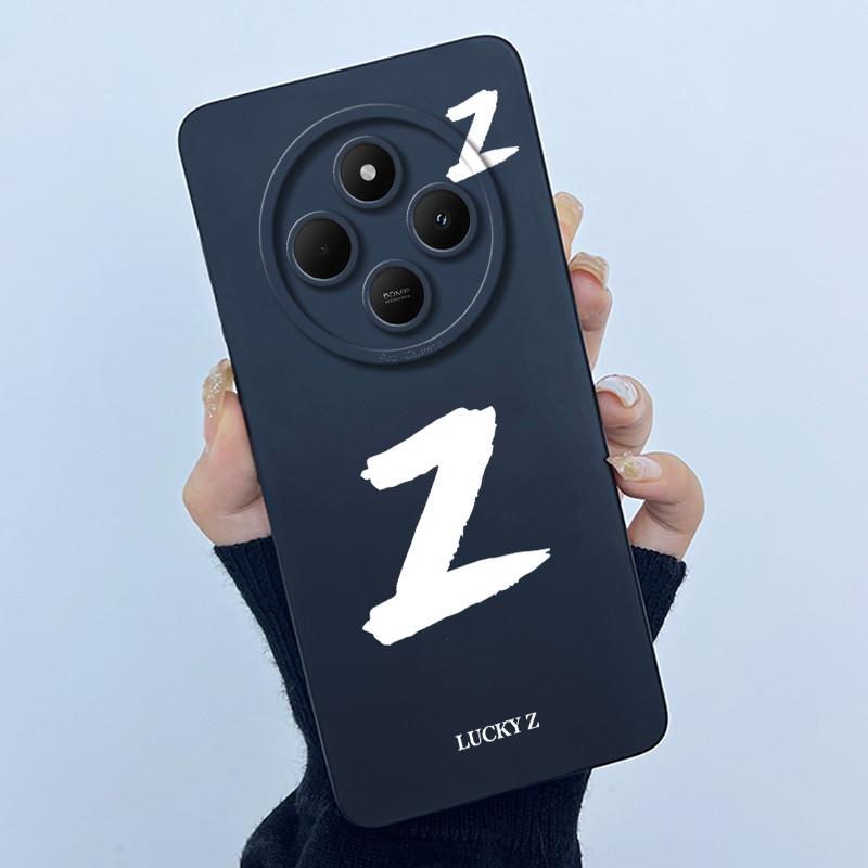 For Xiaomi Redmi 14C 4G A3Pro 4G/ Xiaomi Poco C75 4G M7 5G Case Lucky Initial Letter Liquid Soft Silicone Protective Cover Phone