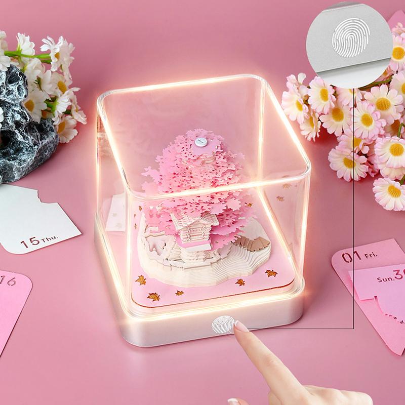 Time Piece Calendar 2026 Desk Calendar With Led Light 3D Tear-Away Calendar Paper Carving Art Memo Pad Notepad Gift Christmas