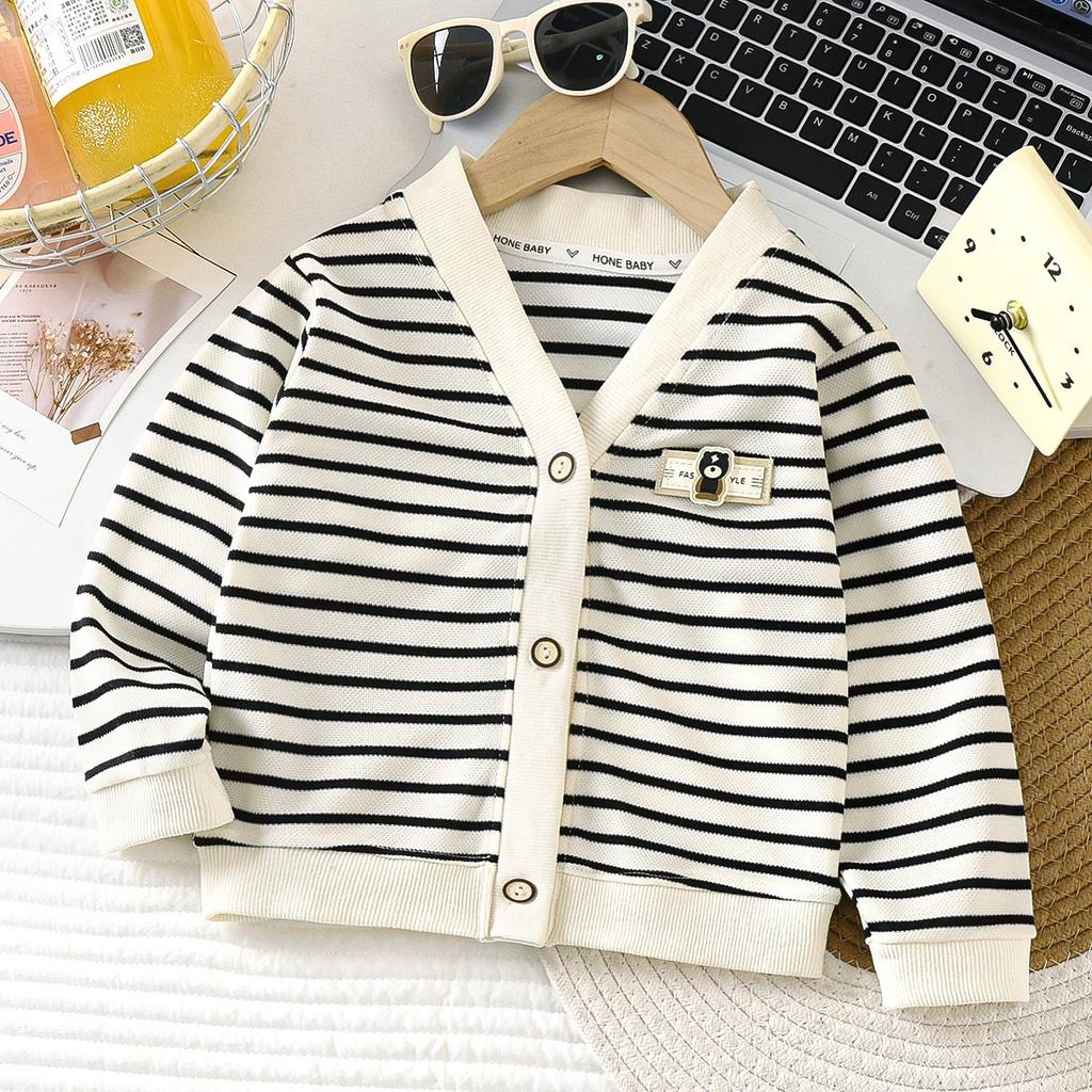Kids Striped Cardigan Coats Spring Autumn Baby Girls Boys Knit Jackets Children Clothing Fashion Knitwear Sweatshirt 1-10 Years
