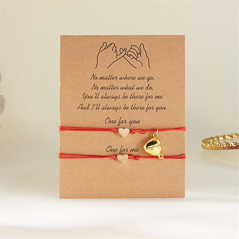 

2 шт. ручной работы плетеные золотые бусины цвета сердца магнитный браслет для женщин мужчин пара шарм дружба вечеринка ювелирные изделия подарок