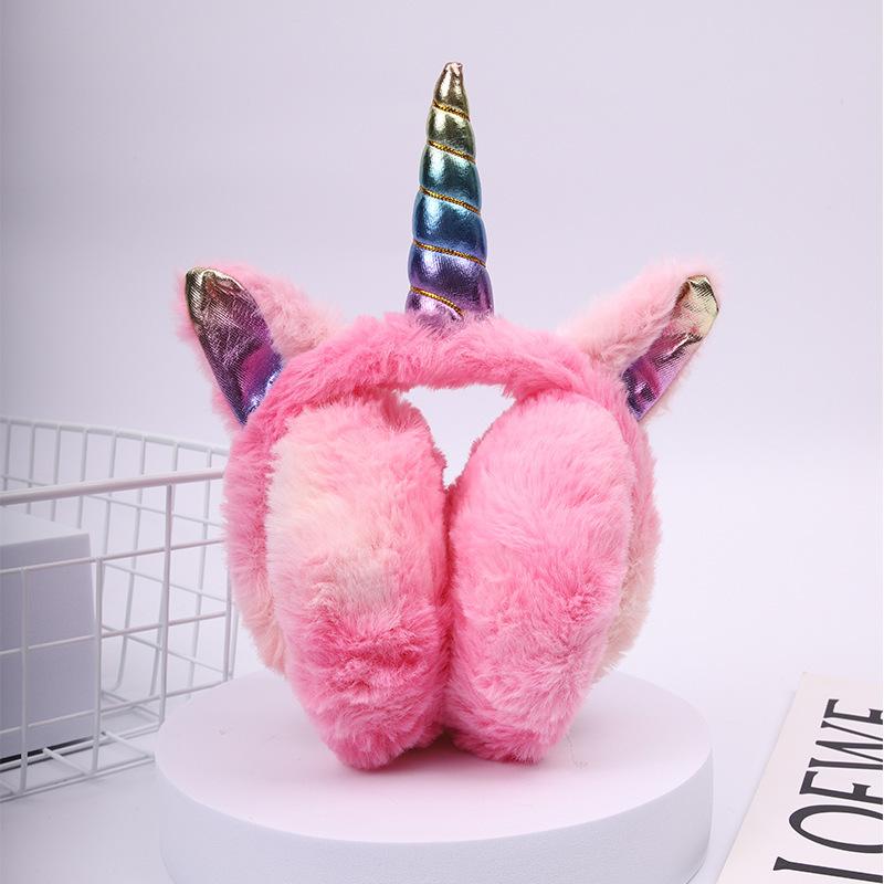 Ear Unicorn Winter Muff Pink Star Kawaii Rainbow Warm Headphones Girl Gift Child