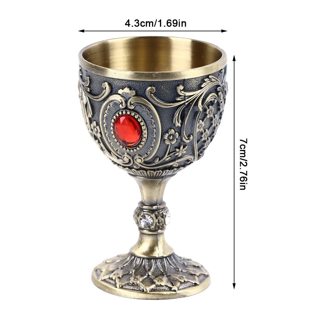 2PCS Small Zinc Alloy Goblet Gold White Retro Metal Cup Vintage Goblet  Party Drinking
