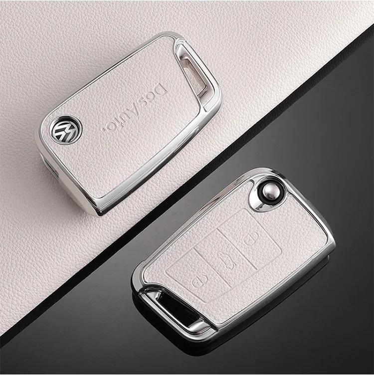 

For VOLKSWAGEN VW TPU Leather Car Remote Key Case Fob Cover Holder Shell For VW Volkswagen Golf 7 MK7 Tiguan MK2 T-roc T-cross A